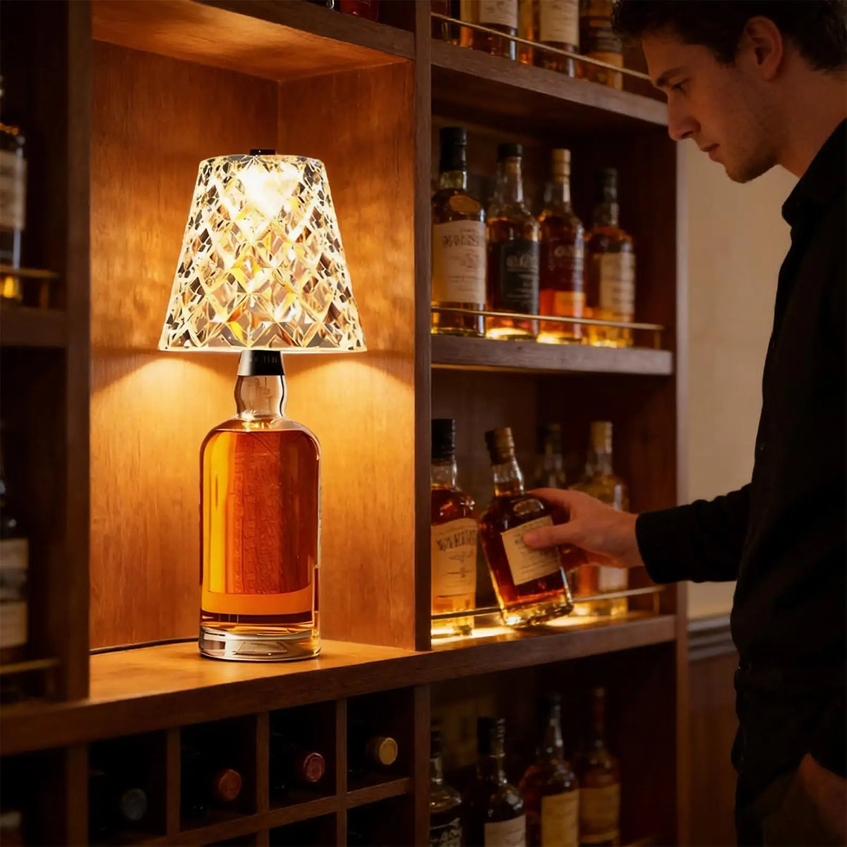Crystal Bottle Topper Lamp – Cordless Rechargeable