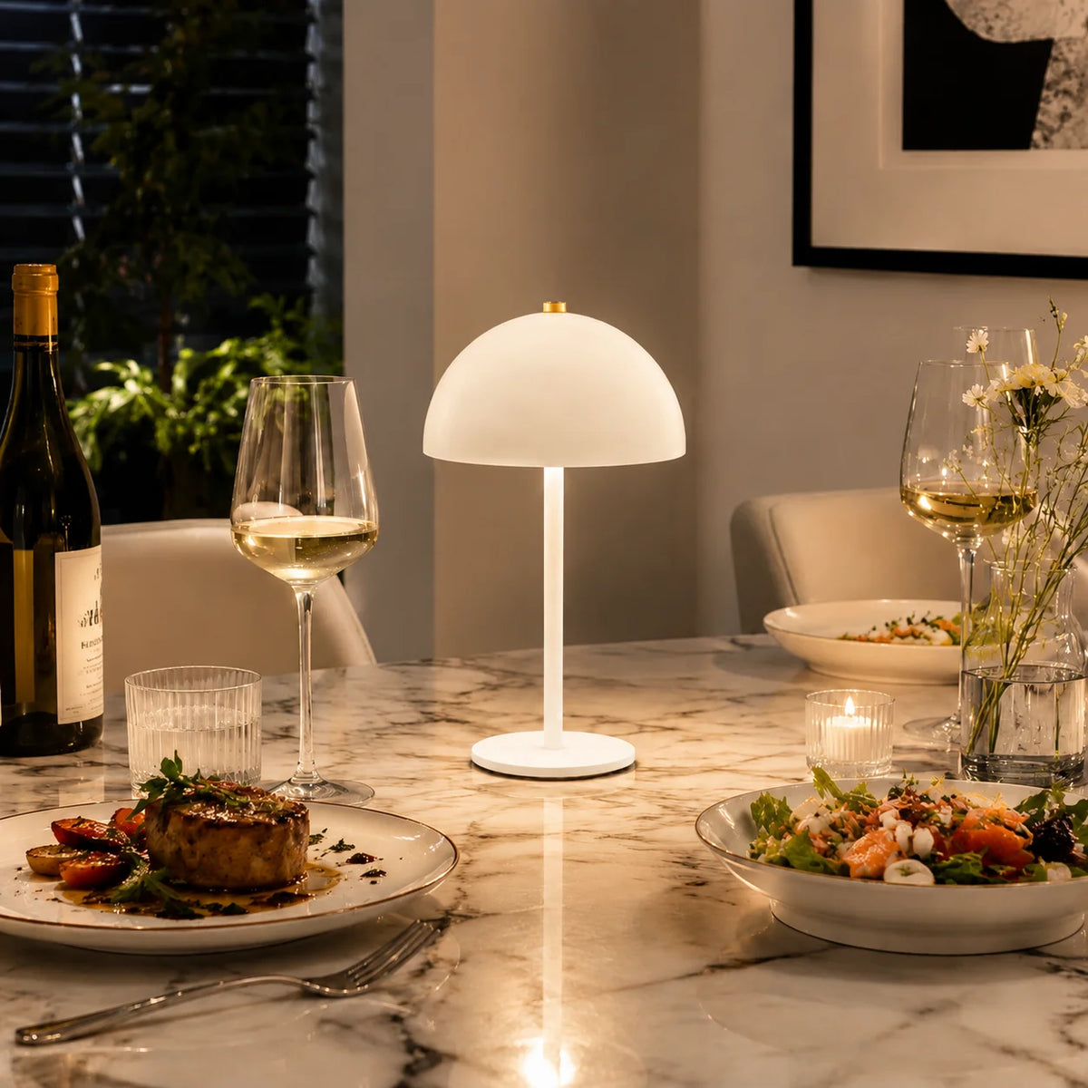 Minimalist Mushroom Table Lamp – Cordless Rechargeable