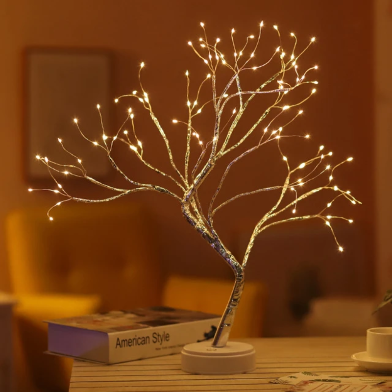 Fairy Tree - Adjustable Branches with 36 Pearls or 108 Glittering Drops - USB or Battery Powered - Cozy Warm White Light - Perfect Gift for Home or Garden