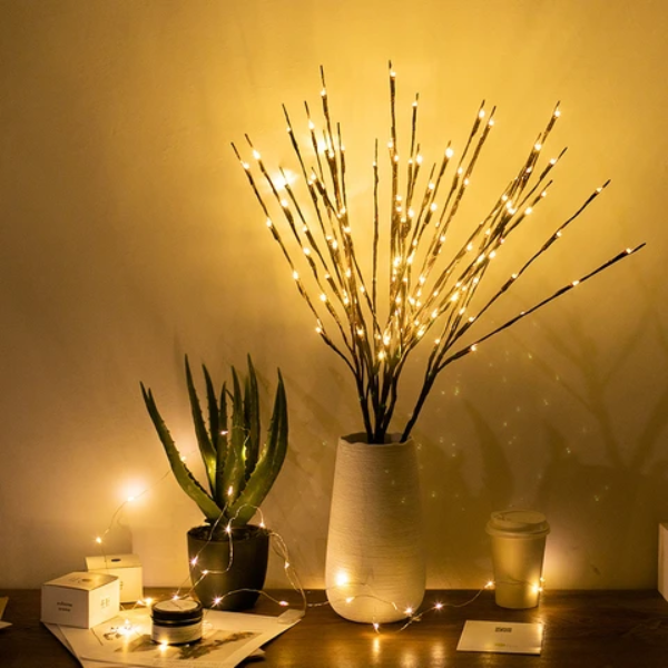 Lighted Branches Lamp – Nature-Inspired Design – 20 LEDs – Battery Powered – Willow/Rose/Orchid Options – Energy-Efficient Indoor Decoration