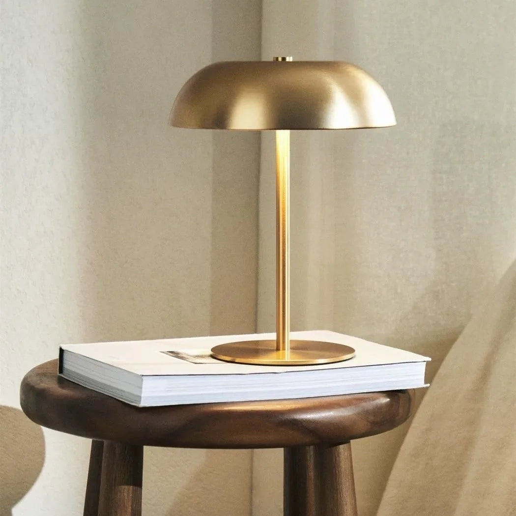Satin Steel Dome Table Lamp – Cordless Rechargeable
