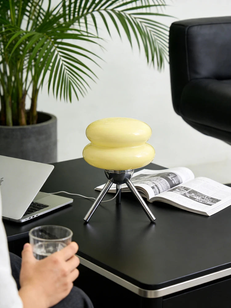 Tripod Double Donut Glass Lamp – USB Powered Dimmable