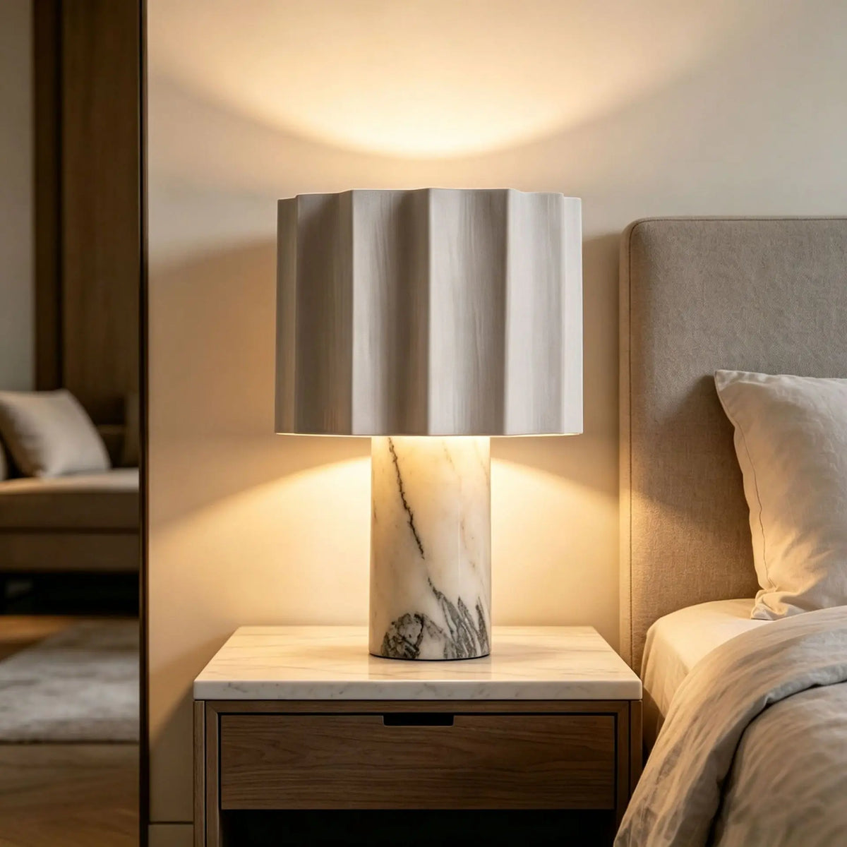 Minimalist Marble Table Lamp – Dimmable Touch Control