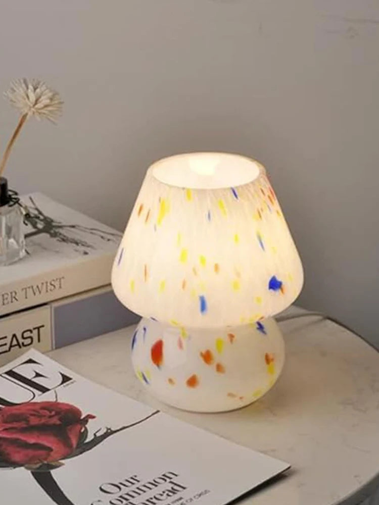 Confetti Glass Mushroom Lamp – USB Powered Dimmable