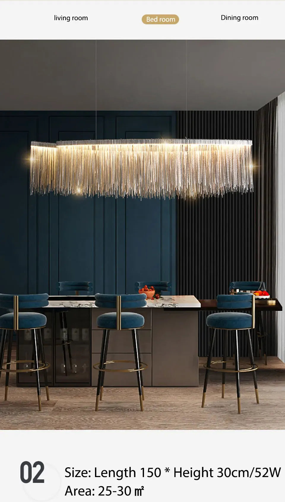 Verthara Premium Long Tassel Chain Chandelier