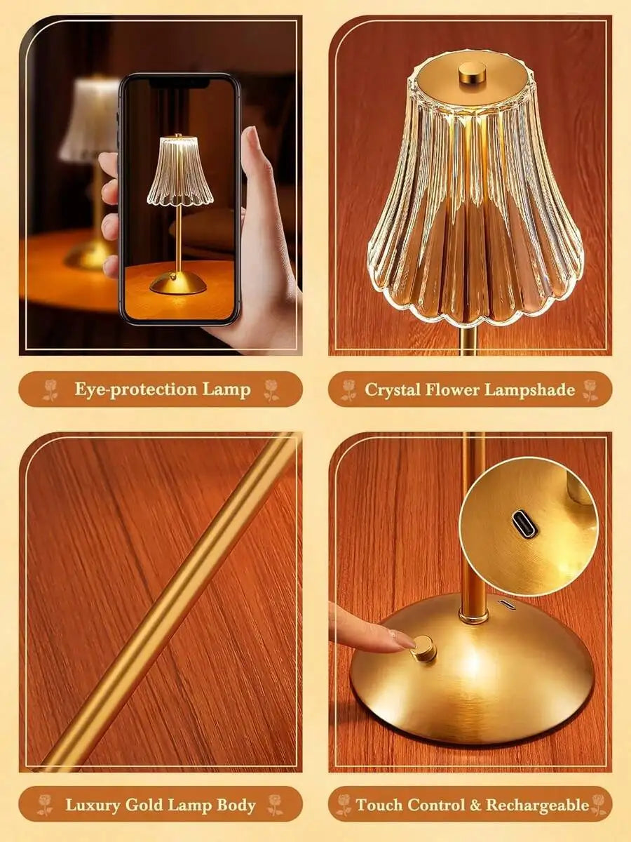Brass Table Lamp – Cordless Rechargeable
