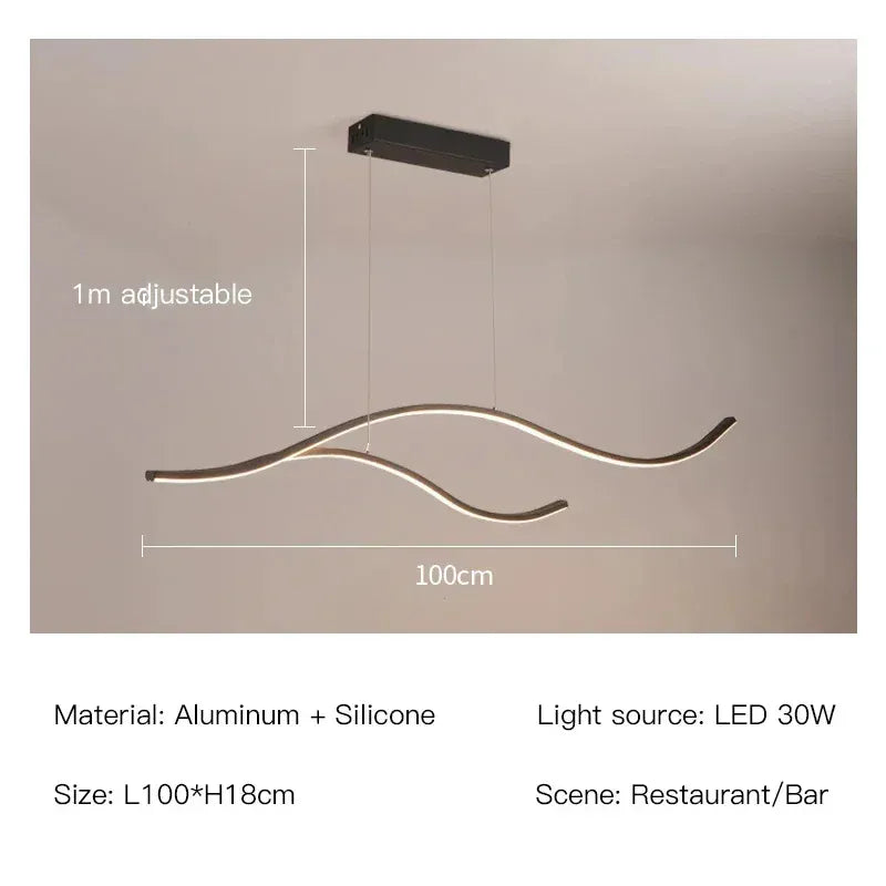 Verthara Premium Minimalist Strip LED Pendant Light Black-100cm-30W