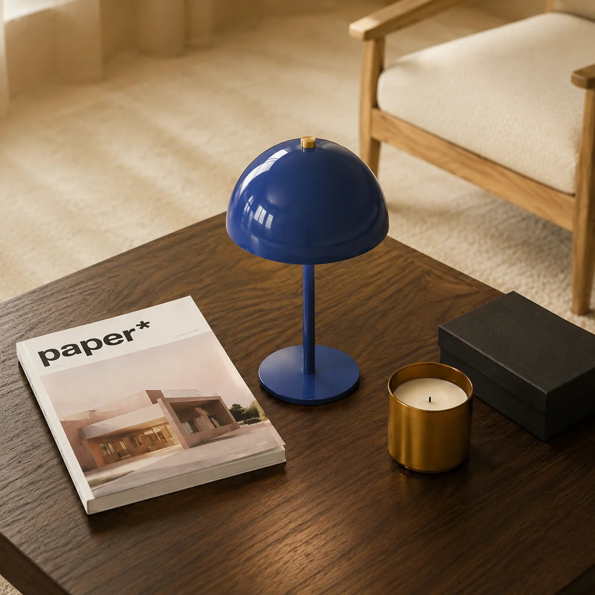 Minimalist Mushroom Table Lamp – Cordless Rechargeable