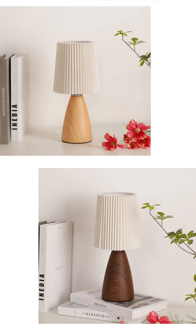 Vintage Pleated Table Lamp – USB Powered Dimmable