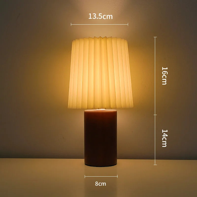 Vintage Wooden Table Lamp – USB Powered Dimmable