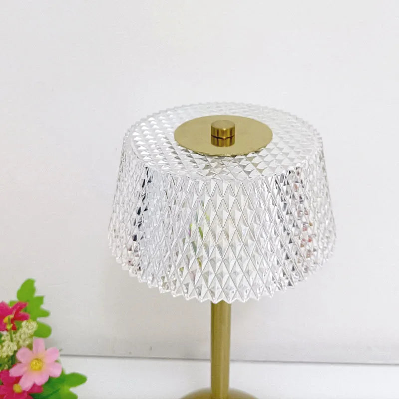 Crystal Cut Glass Table Lamp – Cordless Rechargeable