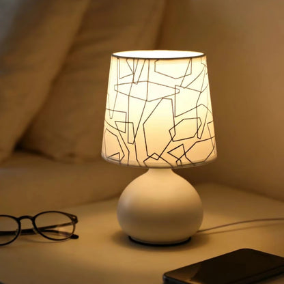 Floral Ceramic Bedside Lamp – USB Powered Dimmable