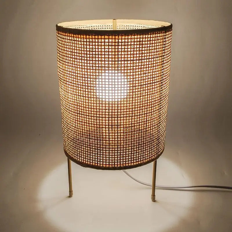 Vintage Rattan Table Lamp – Dimmable Touch Control