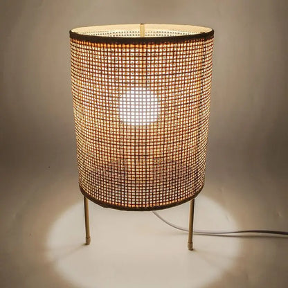 Vintage Rattan Table Lamp – Dimmable Touch Control