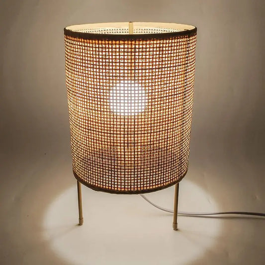 Vintage Rattan Table Lamp – Dimmable Touch Control