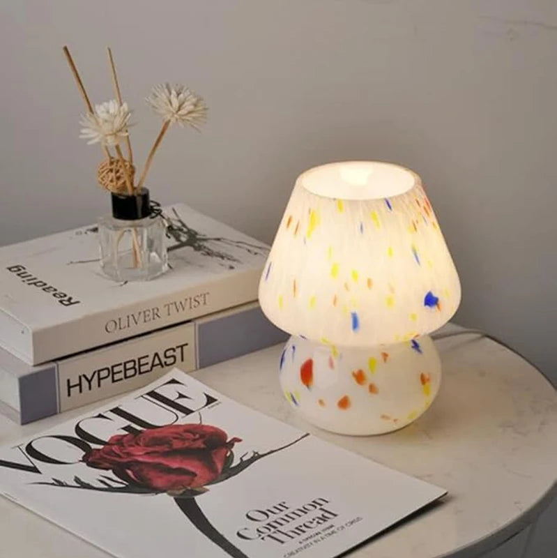 Confetti Glass Mushroom Lamp – USB Powered Dimmable