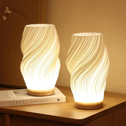 Serene Wavecrest Lamp - USB Powered - Dimmable - Warm/Natural Light - Wave-Inspired Shade - Multiple Sizes