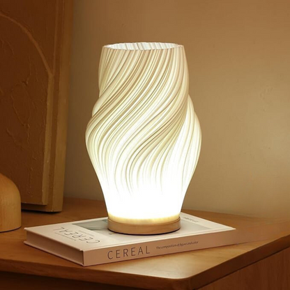 Serene Wavecrest Lamp - USB Powered - Dimmable - Warm/Natural Light - Wave-Inspired Shade - Multiple Sizes