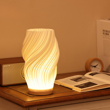 Serene Wavecrest Lamp - USB Powered - Dimmable - Warm/Natural Light - Wave-Inspired Shade - Multiple Sizes