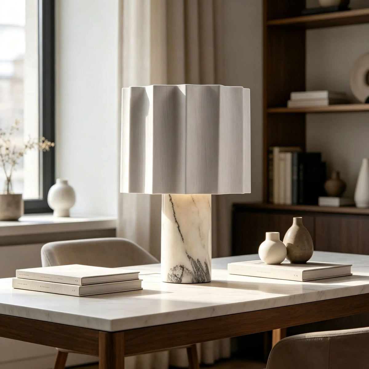 Minimalist Marble Table Lamp – Dimmable Touch Control