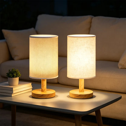 Nordic Wooden Bedside Table Lamp – Cordless Rechargeable