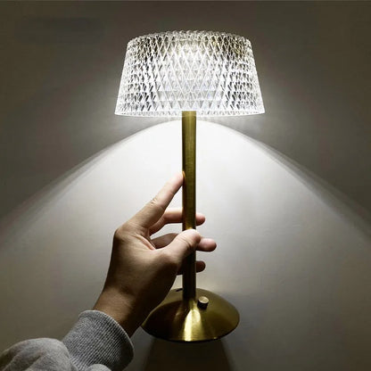 Crystal Cut Glass Table Lamp – Cordless Rechargeable
