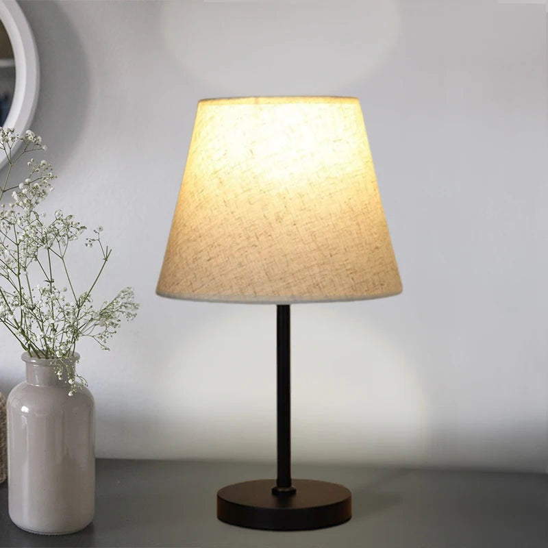 Linen Shade Bedside Lamp – USB Powered Dimmable