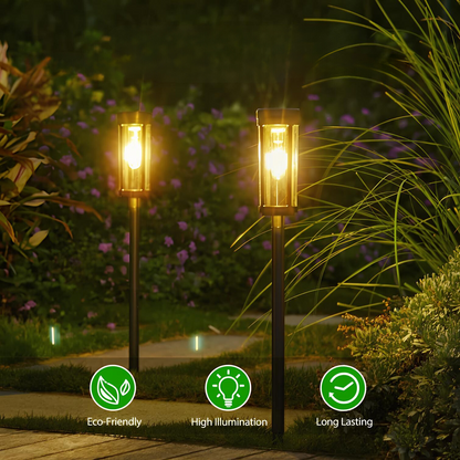 Solar Powered Torch Light - 8-12 Hours Illumination - Eco-Friendly LED - Easy Spike Installation - Durable ABS Material - 65 x 8 cm