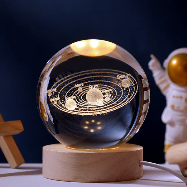 Crystal Balls - 3D Engraved Space Scenes - Warm White LED Light - USB Powered - Perfect Gift for Stargazing Lovers - Ideal Night Light