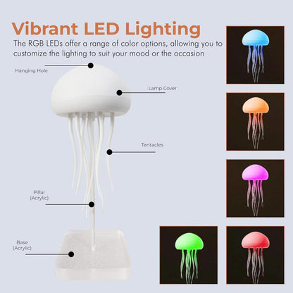 Floating Glow Jellyfish Lamp – USB Rechargeable – 72 Color Options – Interactive Sound or Touch Control – Dancing Tentacles – Ideal for Relaxation & Décor