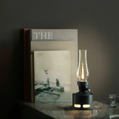 Vintage LED Lantern - Blow-to-Extinguish - Rechargeable USB-C - 160-Hour Battery - Smart Tilt-Off - Multi-Level Brightness - Classic Design