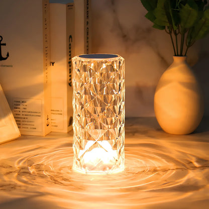 Sparkling Crystal Touch - Elegant Table Lamp - 16 Color Options - Touch Sensor & Remote Control - Rechargeable - USB-C Powered - Perfect for Any Mood.