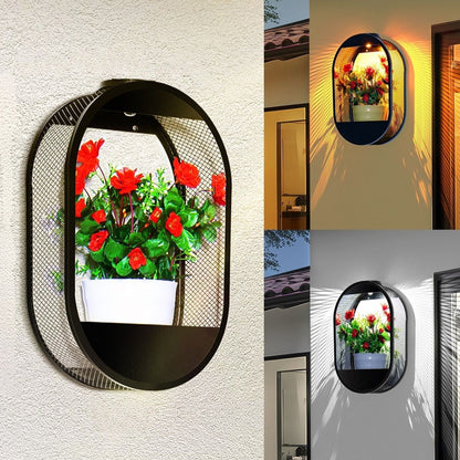 Solar Powered Wall Pot Light - Integrated Plant Pot - Warm & Cool White - Waterproof - Wireless Outdoor Lighting