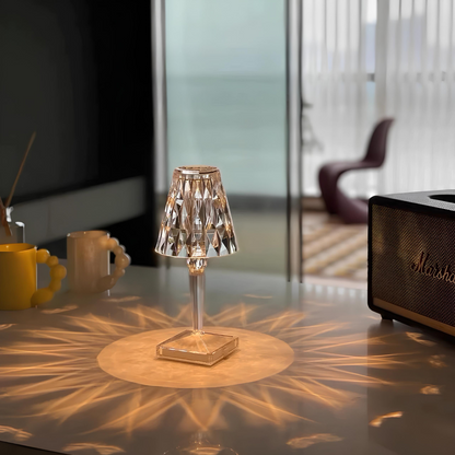 Sparkling Crystal Lamp - Rechargeable LED Table Lamp with Touch Control - 3 Lighting Modes - Elegant Acrylic Design for Home Décor