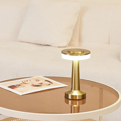 Retro Bar Table Lamp - Timeless Elegance - Dimmable LED Lighting - Cordless Design - Metallic Finish