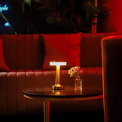 Retro Bar Table Lamp - Timeless Elegance - Dimmable LED Lighting - Cordless Design - Metallic Finish