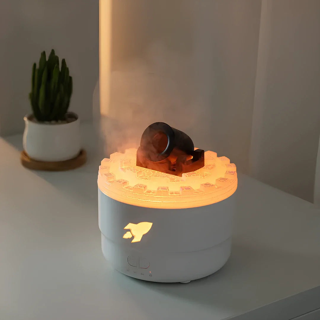 Bombard Cannon Humidifier – Unique Design – Customizable Lighting & Mist – USB Powered – Aromatherapy & Ultrasonic Technology – 200ml Capacity