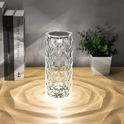 Sparkling Crystal Touch - Elegant Table Lamp - 16 Color Options - Touch Sensor & Remote Control - Rechargeable - USB-C Powered - Perfect for Any Mood.