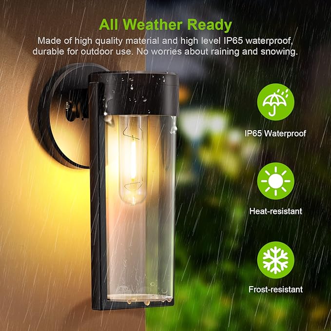 Solar Powered Wall Lights - Warm Glow LED - IP65 Waterproof - Weatherproof ABS - Modern Minimalist Design - Easy Installation