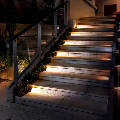 Solar Powered Stair Lights - No Wiring Needed - Waterproof - Solar-Powered LEDs - Easy Installation - 8-10 Hours Illumination - Warm White Glow.