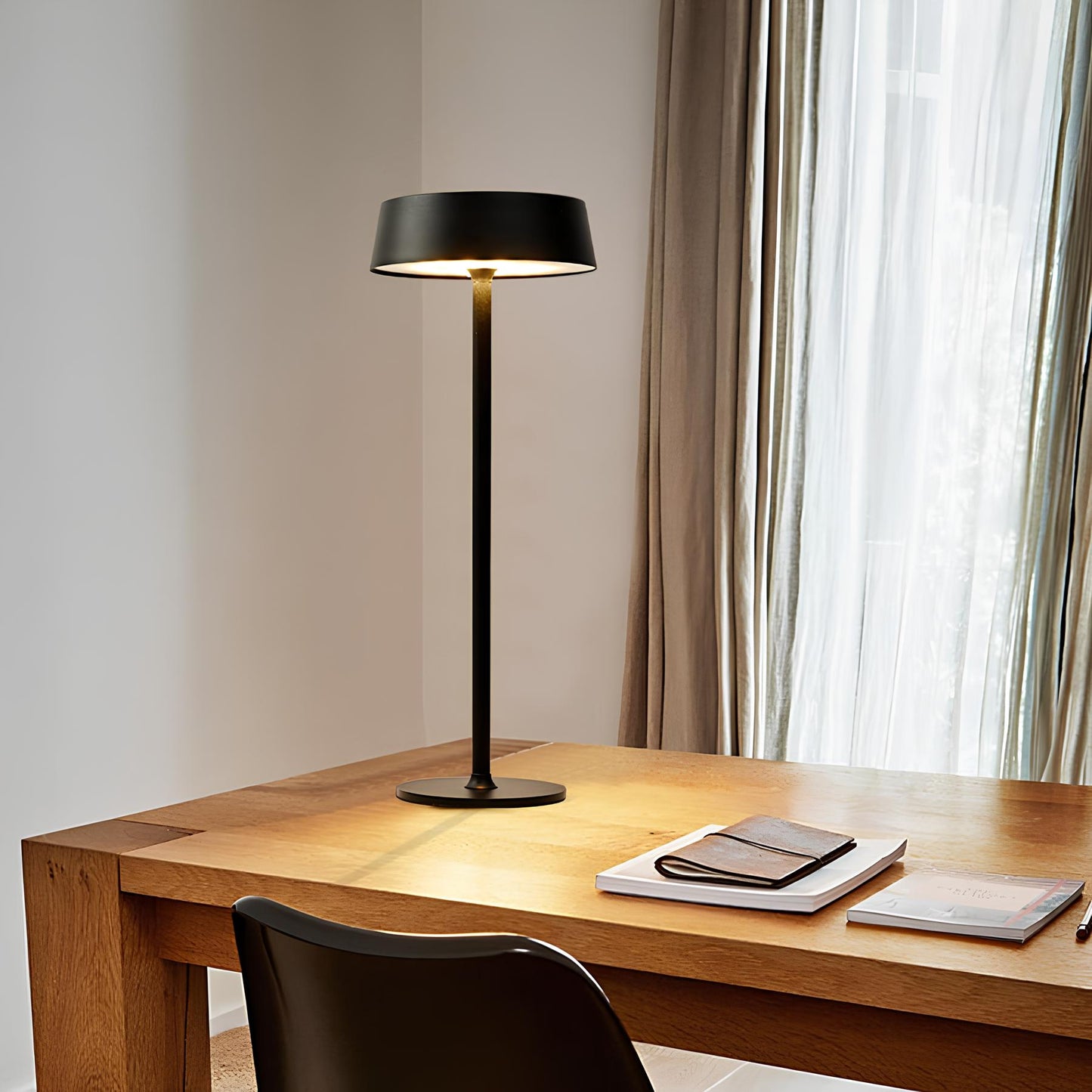 Sleek Modern Table Lamp - Rechargeable - Cordless - Dimmable Touch Control - 3 Light Modes - Durable Iron - Warm/Natural/Cool Light