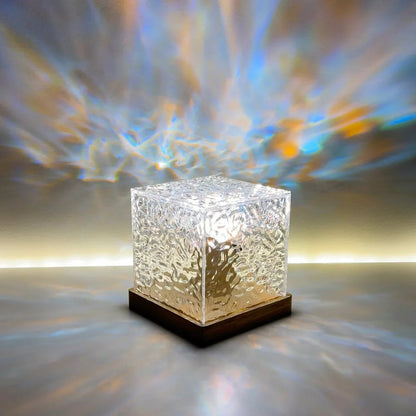 Northern Lights Cube - 16 Colors - Prism Design - Wooden Base - USB Powered - Medium/Large