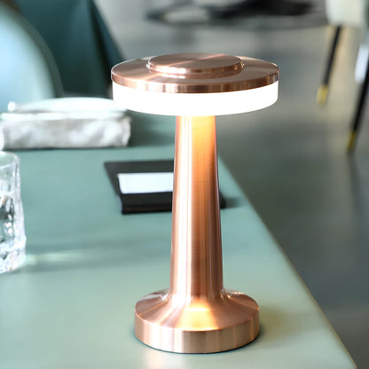 Retro Bar Table Lamp - Timeless Elegance - Dimmable LED Lighting - Cordless Design - Metallic Finish