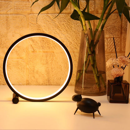 Halo Nightstand Lamp - Dimmable LED Light - Minimalistic Halo Ring Design - Perfect for Bedside or Living Room - 25 cm Diameter - LED Powered