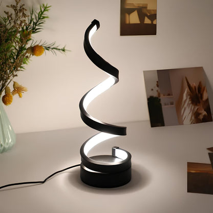 Spiral Table Lamp - Modern LED Lamp - Dimmable Brightness - Warm/Natural/Cool White - USB-Powered Lighting - Iron + Silicone Design