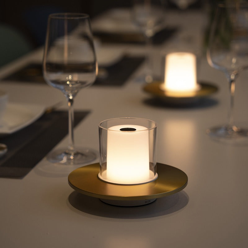 Candle Lamp - Rechargeable Gesture-Control Table Lamp - Gold/Silver - Portable & Elegant Design - Adjustable Warm Light