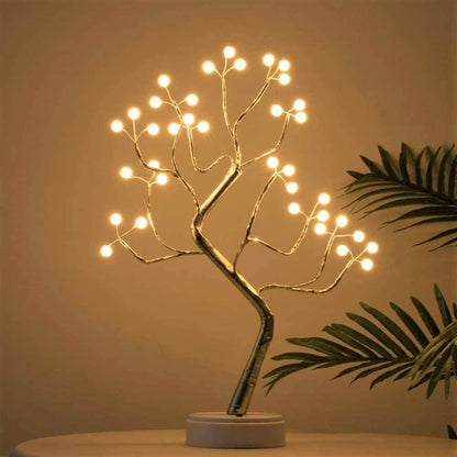 Fairy Tree - Adjustable Branches with 36 Pearls or 108 Glittering Drops - USB or Battery Powered - Cozy Warm White Light - Perfect Gift for Home or Garden