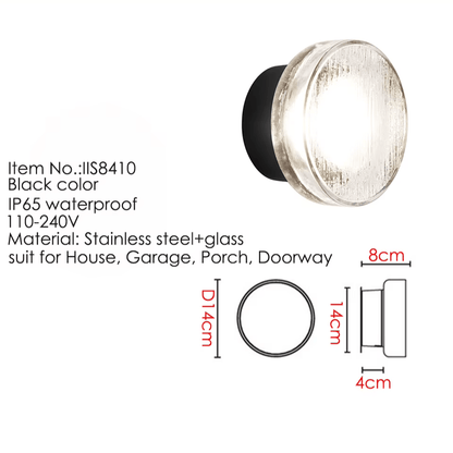 Verthara Premium Round Black Outdoor LED Wall Sconce