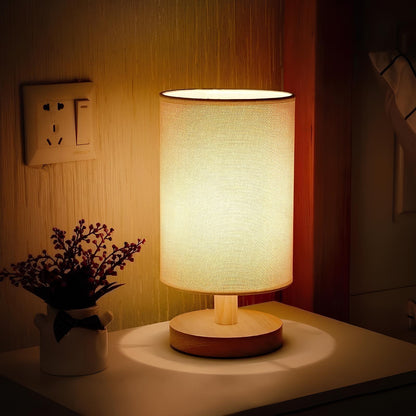 Organic Glow Lamp – Natural Wood & Cloth – Dimmable & Remote Control – USB Powered – Adjustable Light Settings (Warm, Natural, Cool)