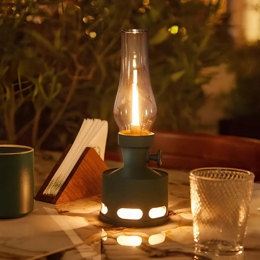 Vintage LED Lantern - Blow-to-Extinguish - Rechargeable USB-C - 160-Hour Battery - Smart Tilt-Off - Multi-Level Brightness - Classic Design